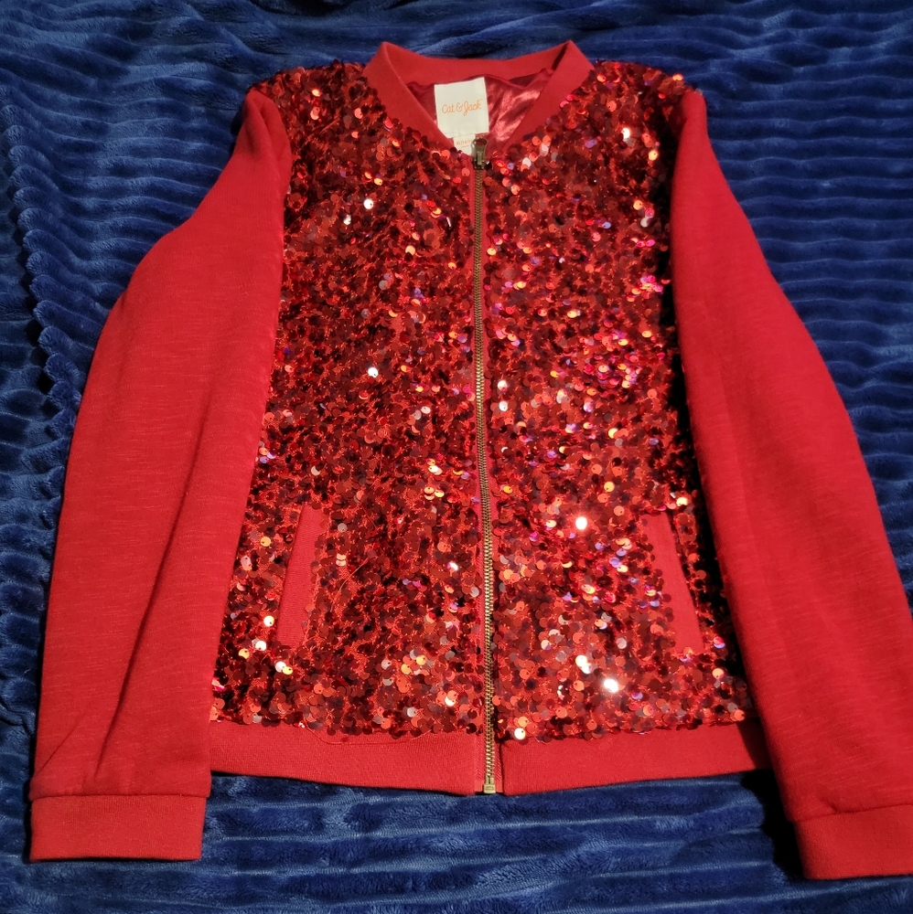 Girls Red Shiny jacket size 14